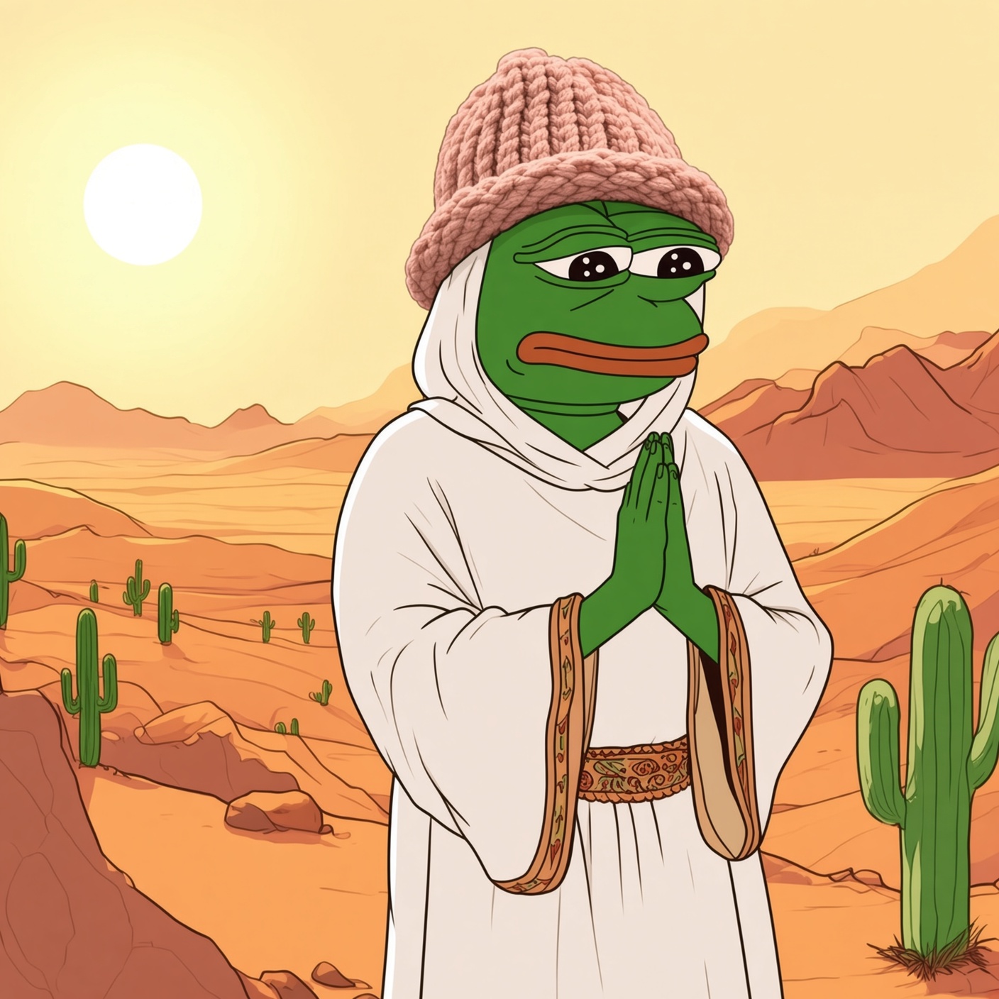 Pepe in the DOGWIFHAT beanie